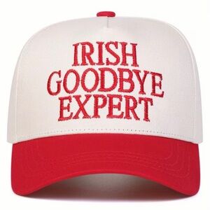Irish Goodbye Expert Trucker Hat Red & Cream SnapBack Cap NWT